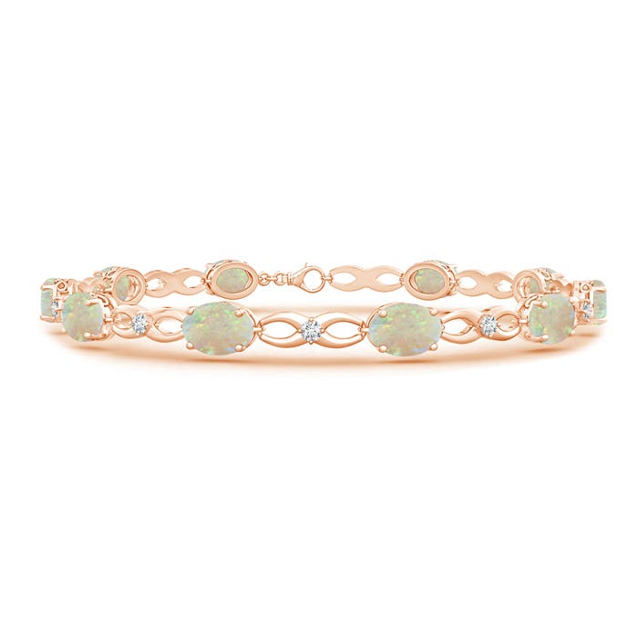 7x5 mm AAA Ovaler Opal und Diamant Infinity-Gliederarmband in Roségold