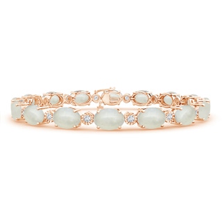 7x5mm AA Oval Moonstone Stackable Bracelet with Illusion Diamonds in Rose Gold