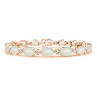 7x5mm AAA Oval Moonstone Stackable Bracelet with Illusion Diamonds in Rose Gold