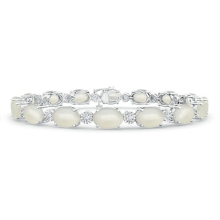 7x5mm AAA Oval Moonstone Stackable Bracelet with Illusion Diamonds in White Gold