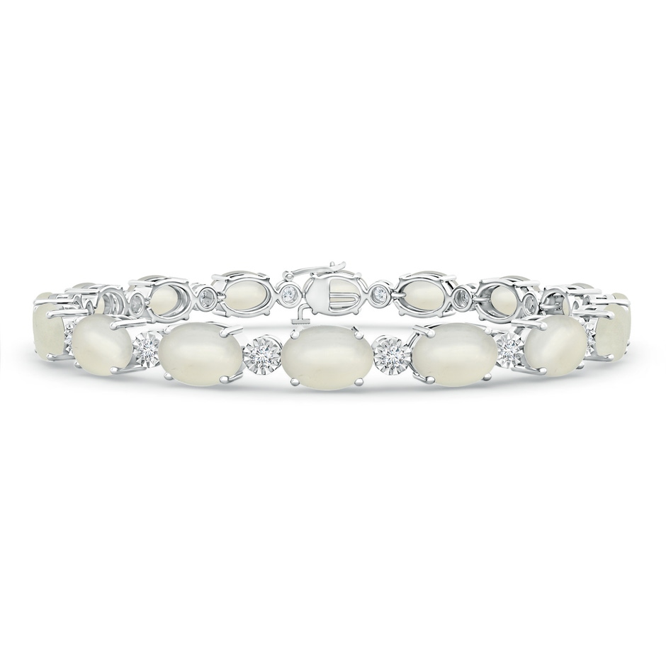 7x5mm AAA Oval Moonstone Stackable Bracelet with Illusion Diamonds in White Gold 