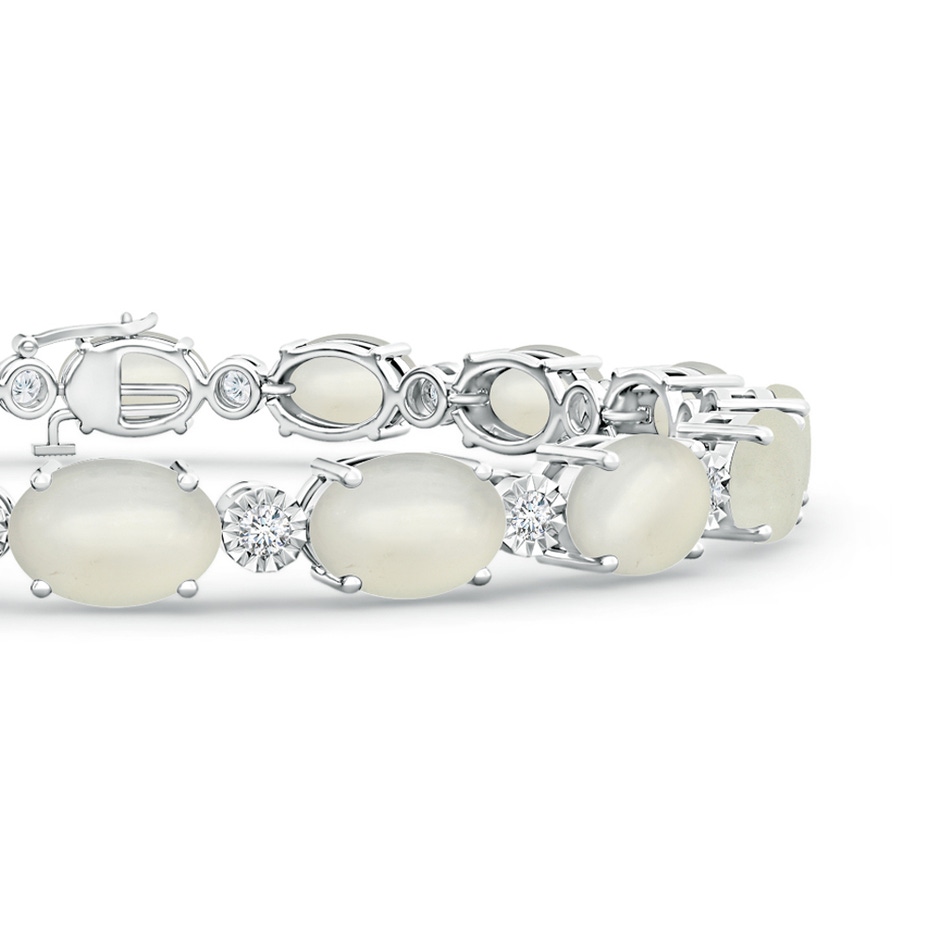 7x5mm AAA Oval Moonstone Stackable Bracelet with Illusion Diamonds in White Gold side 1