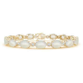 7x5mm AAA Oval Moonstone Stackable Bracelet with Illusion Diamonds in Yellow Gold