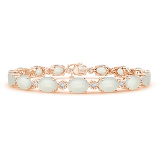 7x5mm AAAA Oval Moonstone Stackable Bracelet with Illusion Diamonds in Rose Gold