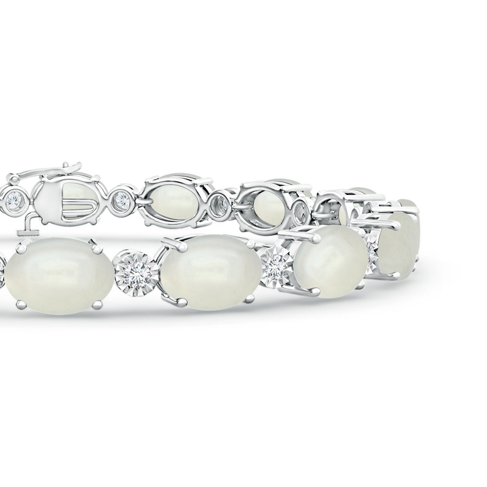 7x5mm AAAA Oval Moonstone Stackable Bracelet with Illusion Diamonds in S999 Silver - side 199