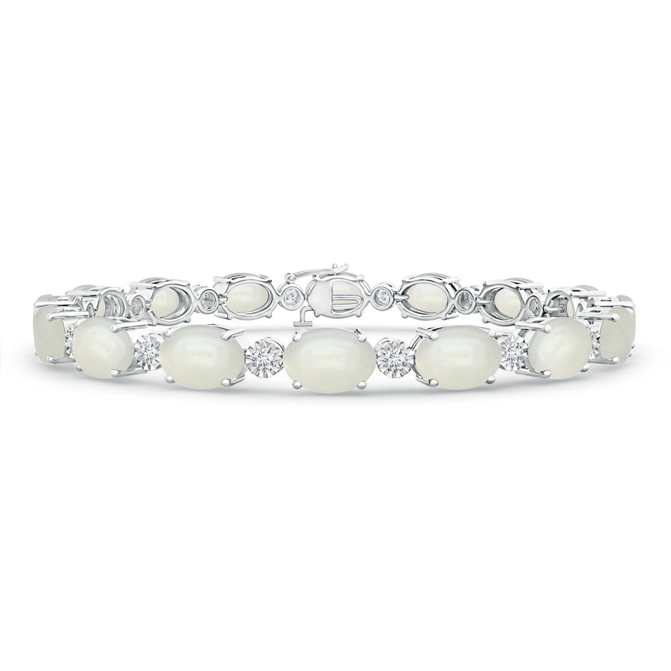 7x5mm AAAA Oval Moonstone Stackable Bracelet with Illusion Diamonds in White Gold 