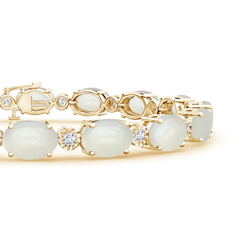 7x5mm AAAA Oval Moonstone Stackable Bracelet with Illusion Diamonds in Yellow Gold - side 199