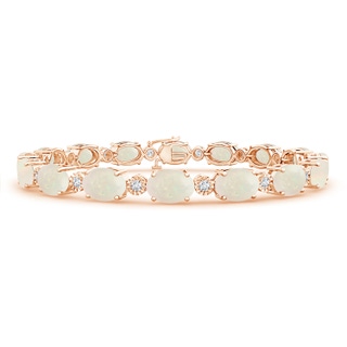 7x5mm A Oval Opal Stackable Bracelet with Illusion Diamonds in 9K Rose Gold