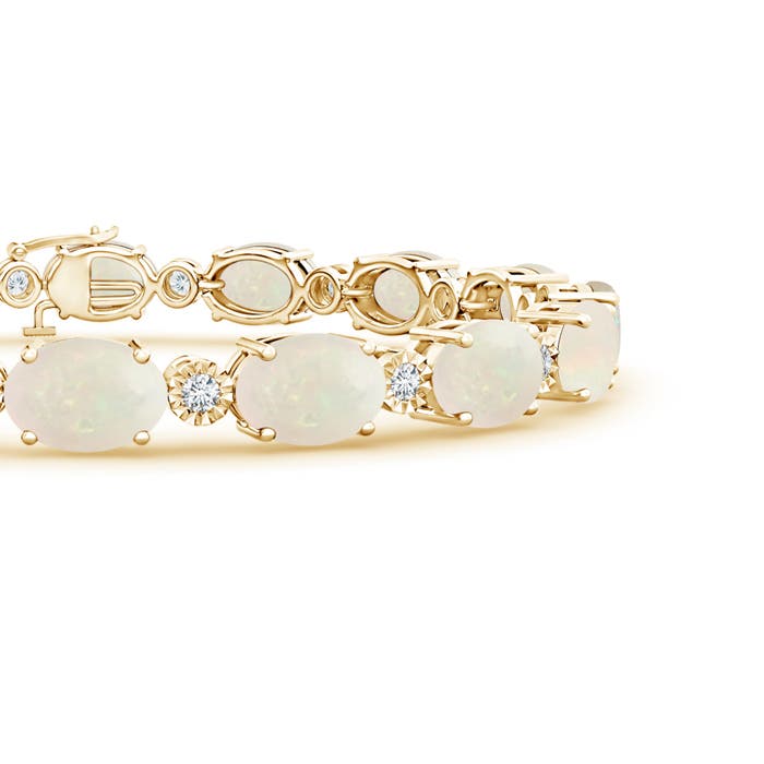 ANGARA Opal Stackable Bracelet with Illusion Diamonds in 14K Gold (A, Size-7x5)