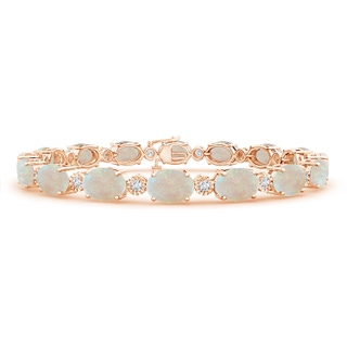 7x5mm AA Oval Opal Stackable Bracelet with Illusion Diamonds in 10K Rose Gold