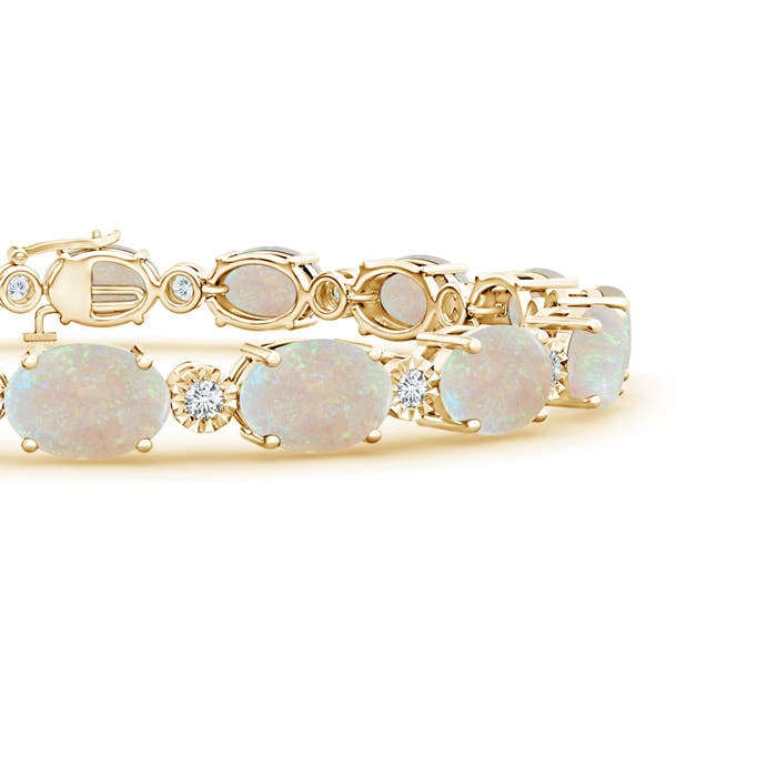 ANGARA Oval Opal Stackable Bracelet with Diamonds in 14K Gold (AA, Size-7x5)