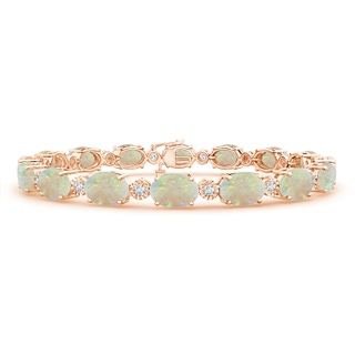 7x5mm AAA Oval Opal Stackable Bracelet with Illusion Diamonds in 10K Rose Gold