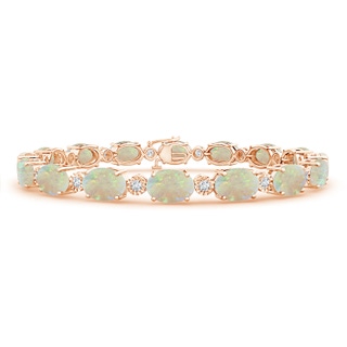 7x5mm AAA Oval Opal Stackable Bracelet with Illusion Diamonds in 9K Rose Gold