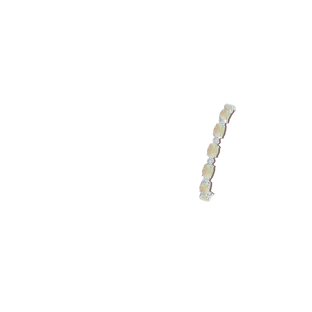 7x5mm AAA Oval Opal Stackable Bracelet with Illusion Diamonds in White Gold - body_arm