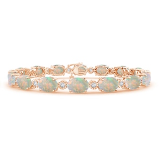 7x5mm AAAA Oval Opal Stackable Bracelet with Illusion Diamonds in 10K Rose Gold