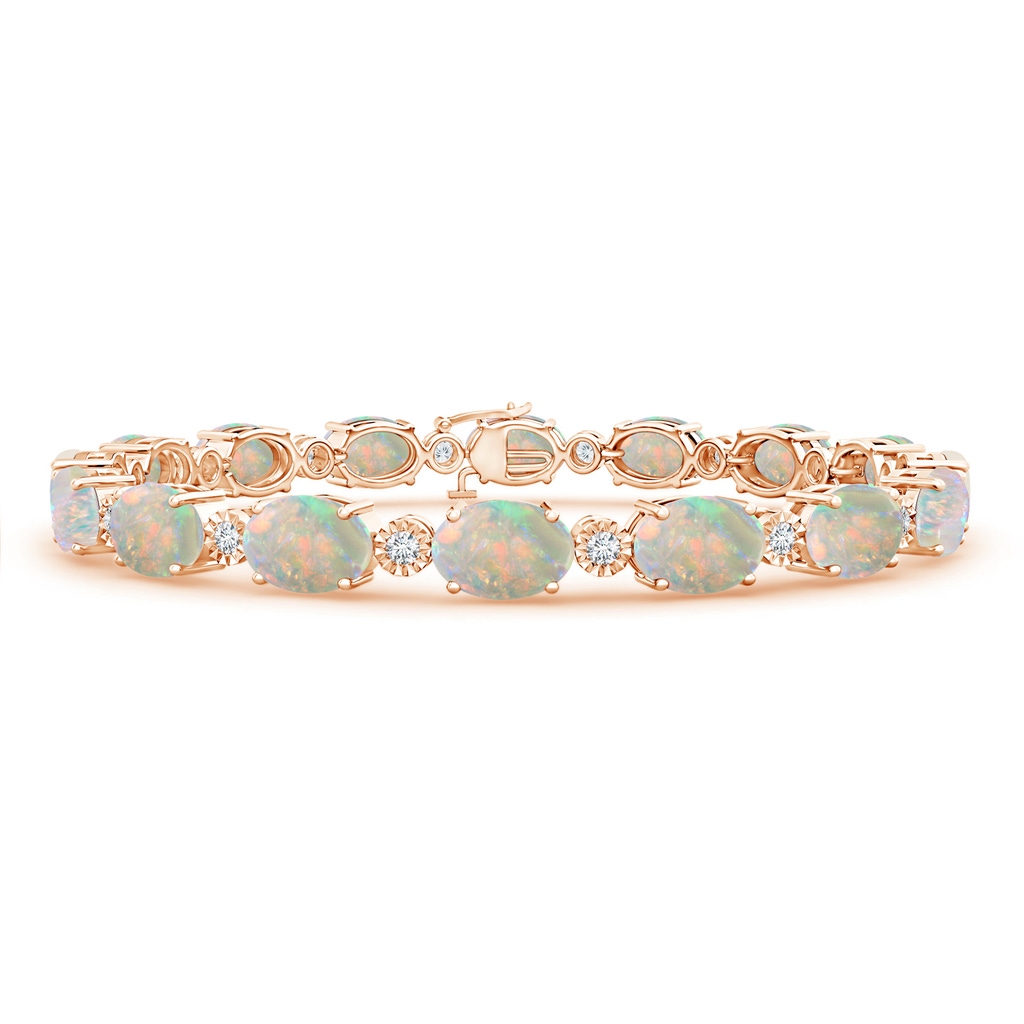 7x5mm AAAA Oval Opal Stackable Bracelet with Illusion Diamonds in Rose Gold