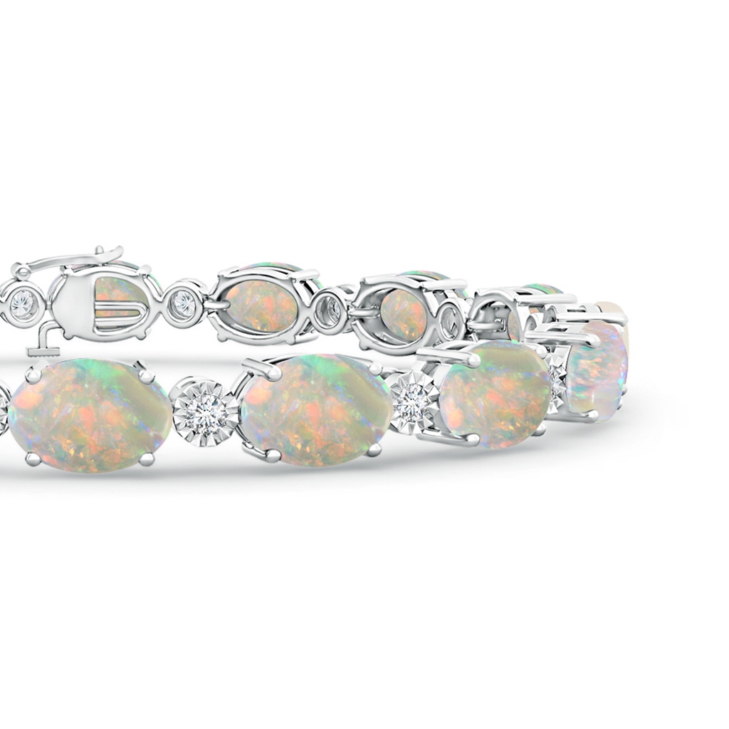 7x5mm AAAA Oval Opal Stackable Bracelet with Illusion Diamonds in White Gold Side 199