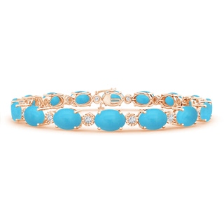 7x5mm AA Oval Turquoise Stackable Bracelet with Illusion Diamonds in Rose Gold