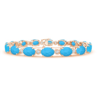 7x5mm AAA Oval Turquoise Stackable Bracelet with Illusion Diamonds in Rose Gold