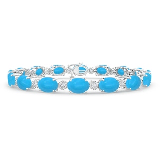 7x5mm AAAA Oval Turquoise Stackable Bracelet with Illusion Diamonds in White Gold