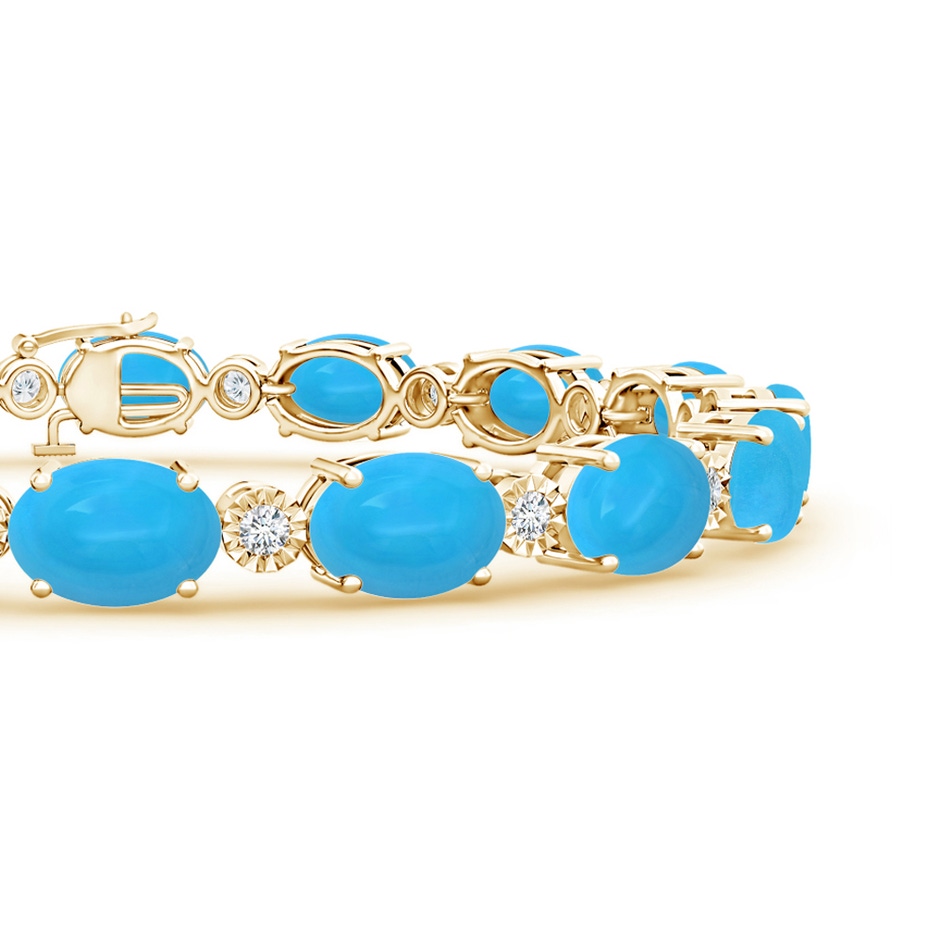 7x5mm AAAA Oval Turquoise Stackable Bracelet with Illusion Diamonds in Yellow Gold side 1