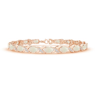 6x4mm A Classic Oval Opal and Diamond XOXO Link Bracelet in Rose Gold
