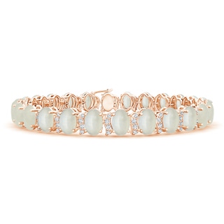 6x4mm AA Oval Moonstone Stackable Bracelet with Swirl Diamond Links in Rose Gold
