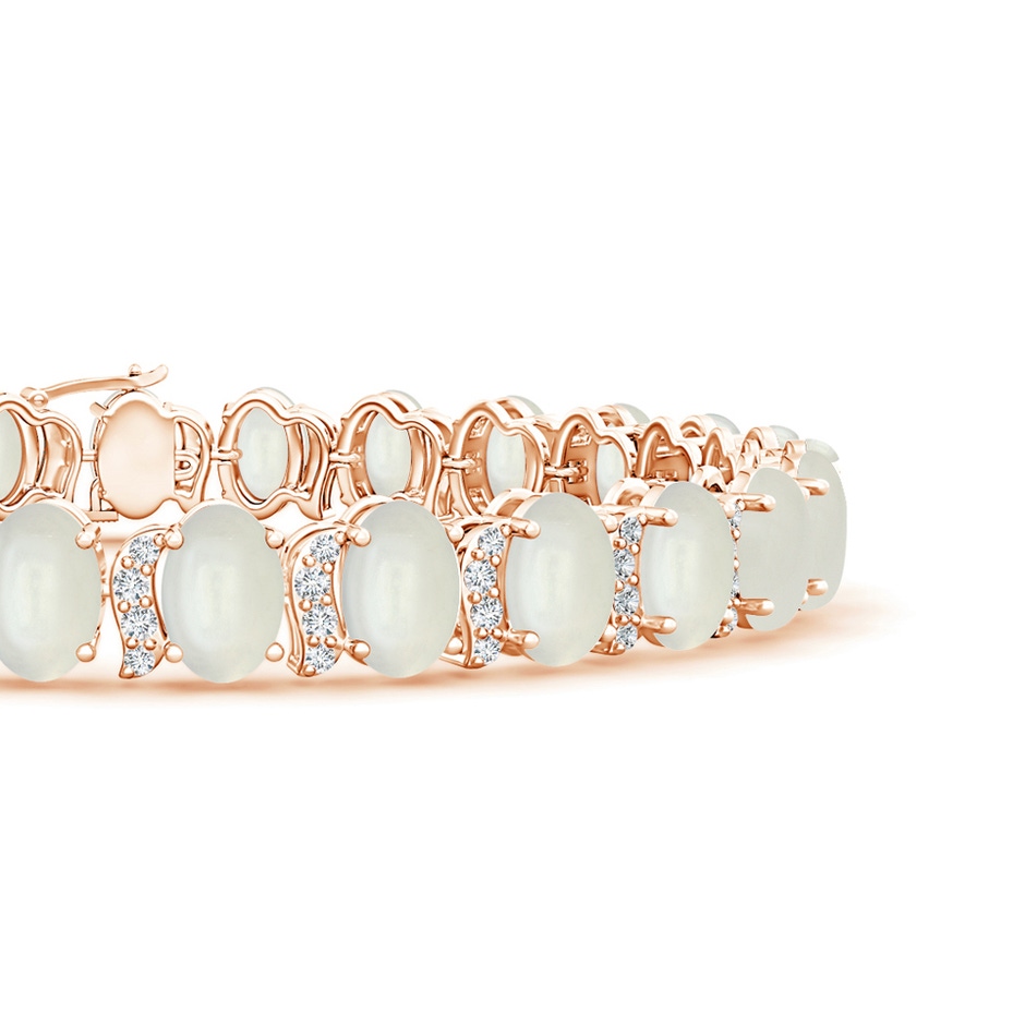 6x4mm AAAA Oval Moonstone Stackable Bracelet with Swirl Diamond Links in Rose Gold side 1