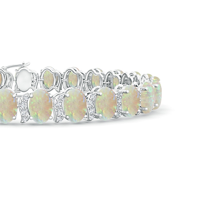 6x4mm AAA Oval Opal Stackable Bracelet with Swirl Diamond Links in White Gold product image