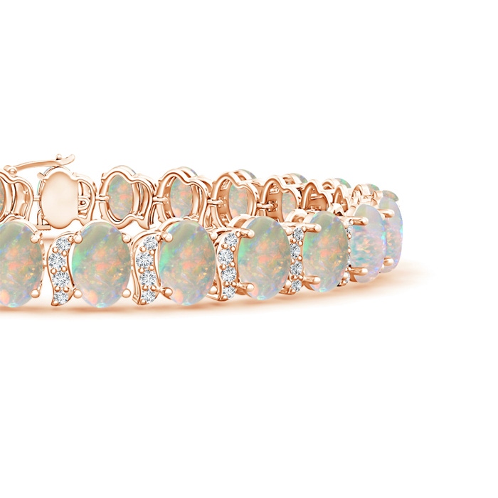 6x4mm AAAA Oval Opal Stackable Bracelet with Swirl Diamond Links in Rose Gold product image