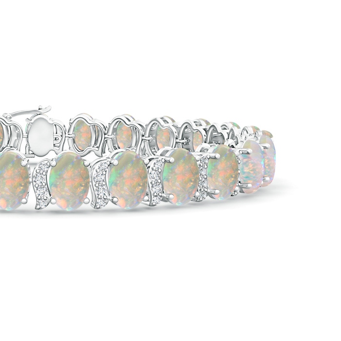 6x4mm AAAA Oval Opal Stackable Bracelet with Swirl Diamond Links in White Gold Product Image