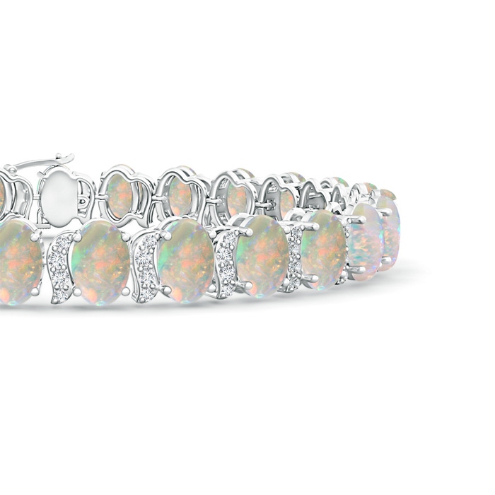 6x4mm AAAA Oval Opal Stackable Bracelet with Swirl Diamond Links in White Gold product image