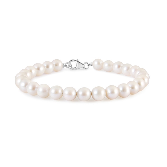 6.5-7.5mm AA Freshwater Pearl Single Strand Bracelet in S999 Silver