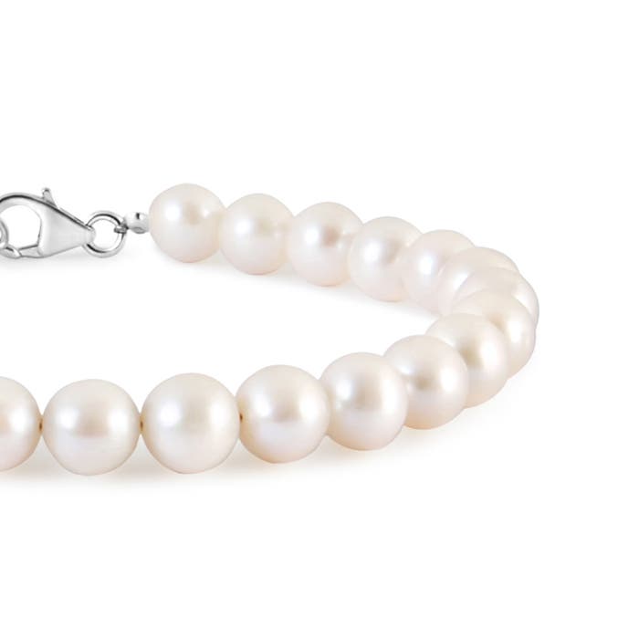 Fatdog Bracelet - B1101 White Freshwater Pearl Single Strand Bracelet - 6 1/4 outlets to 6 3/4 inch with Sterling Silver Hook and Chain Clasp