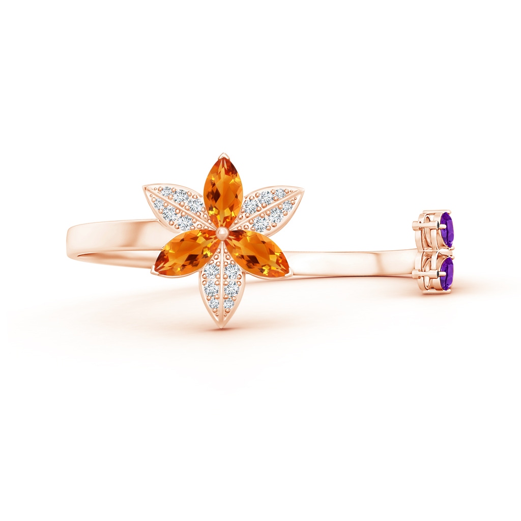 10x5mm AAAA Citrine Trillium Flower and Butterfly Bangle Bracelet in Rose Gold Product Image