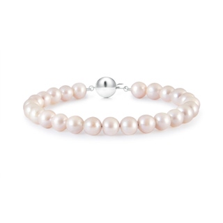 5mm AAA Classic Japanese Akoya Pearl Single Strand Bracelet in White Gold