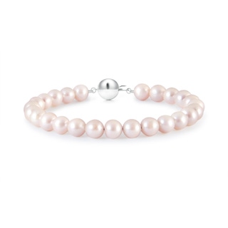 5mm AAAA Classic Japanese Akoya Pearl Single Strand Bracelet in White Gold