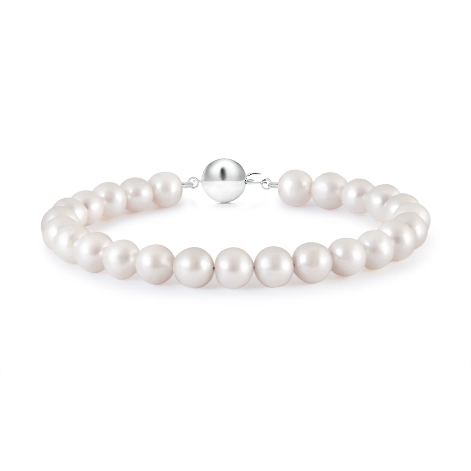 Angara 7 MM Classic Japanese Akoya Pearl Single Strand Bracelet in Silver