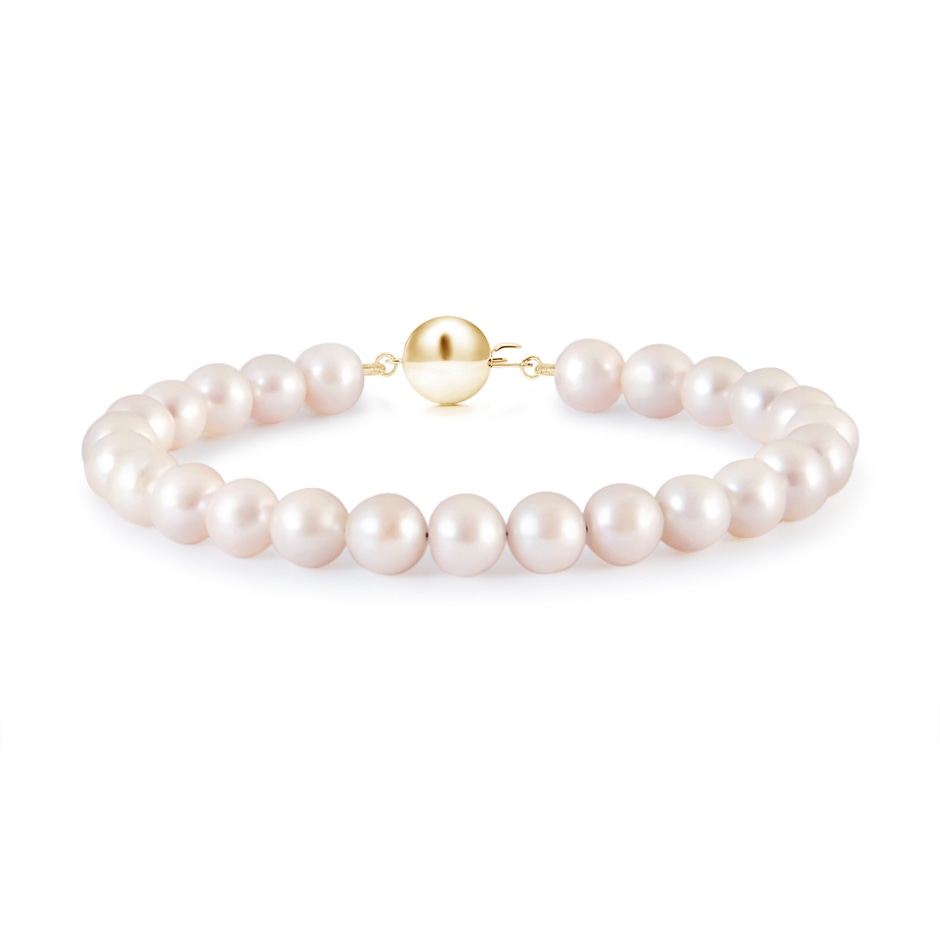 7mm AAA Classic Japanese Akoya Pearl Single Strand Bracelet in Yellow Gold 