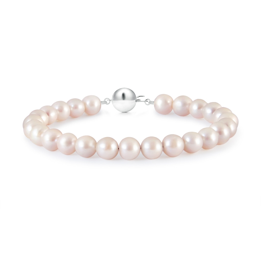 7mm AAAA Classic Japanese Akoya Pearl Single Strand Bracelet in S999 Silver