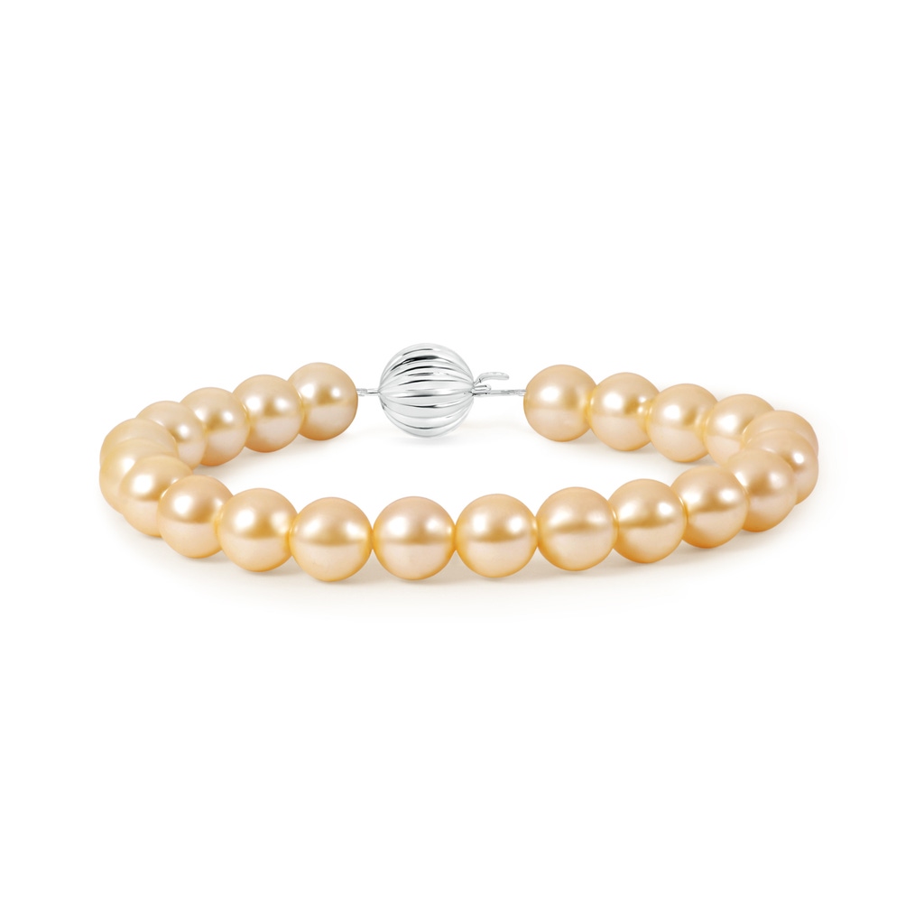 9mm AAA Classic Golden South Sea Pearl Bracelet in White Gold