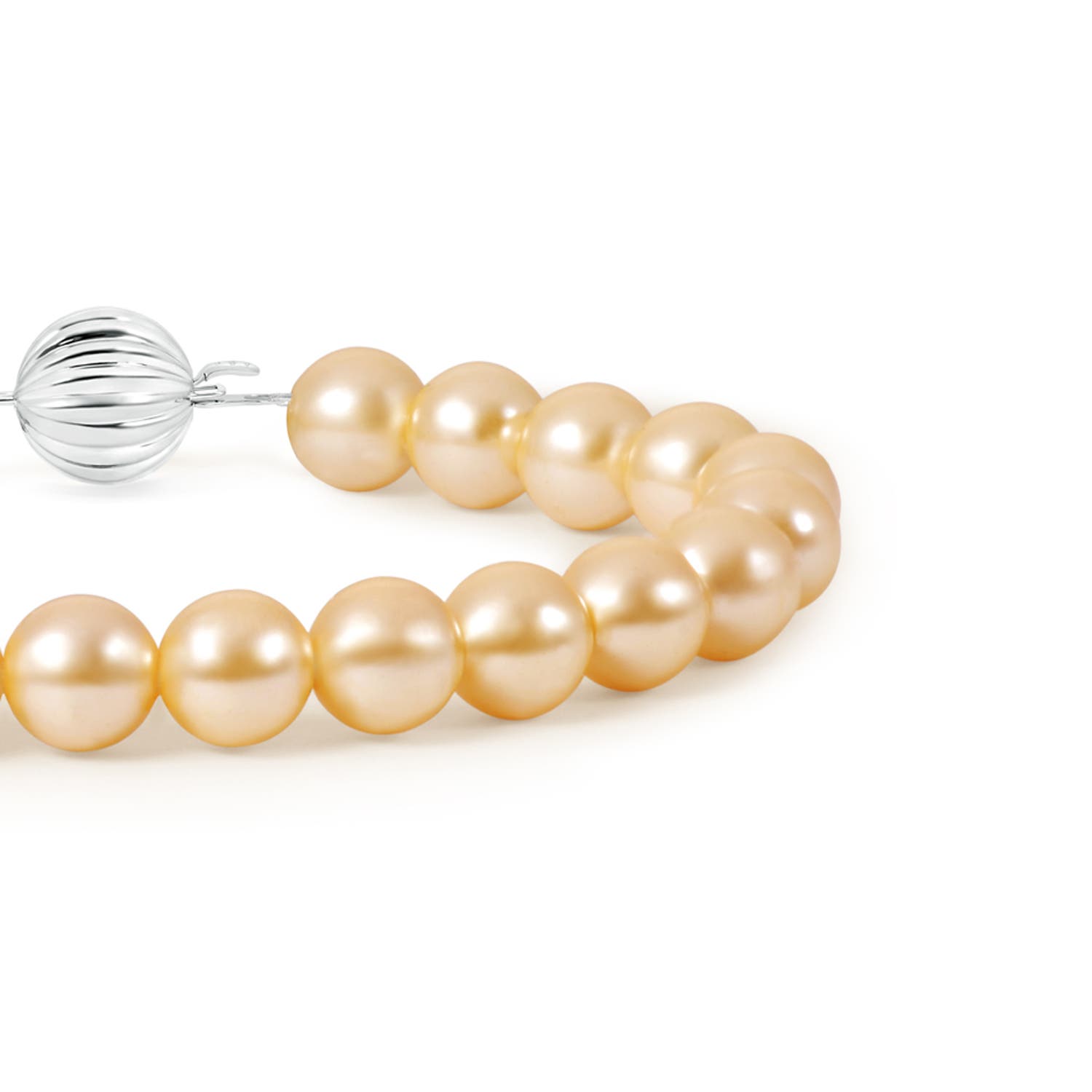 9mm AAA Classic Golden South Sea Pearl Bracelet in White Gold - side 1