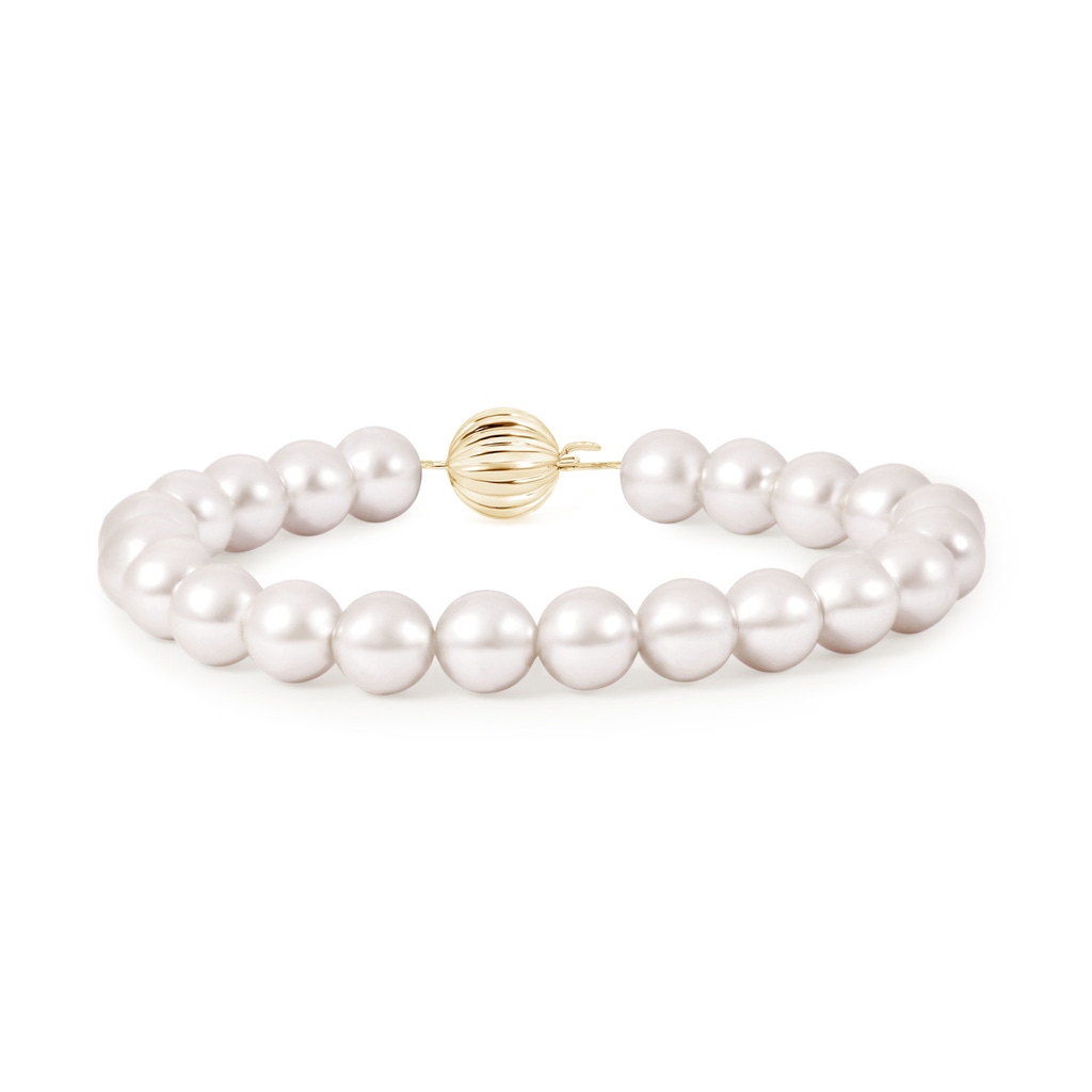 10mm AAA Classic South Sea Pearl Single Strand Bracelet in Yellow Gold