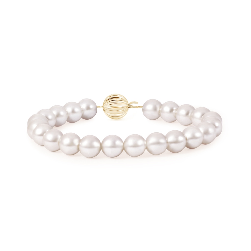 9mm AAA Classic South Sea Pearl Single Strand Bracelet in Yellow Gold