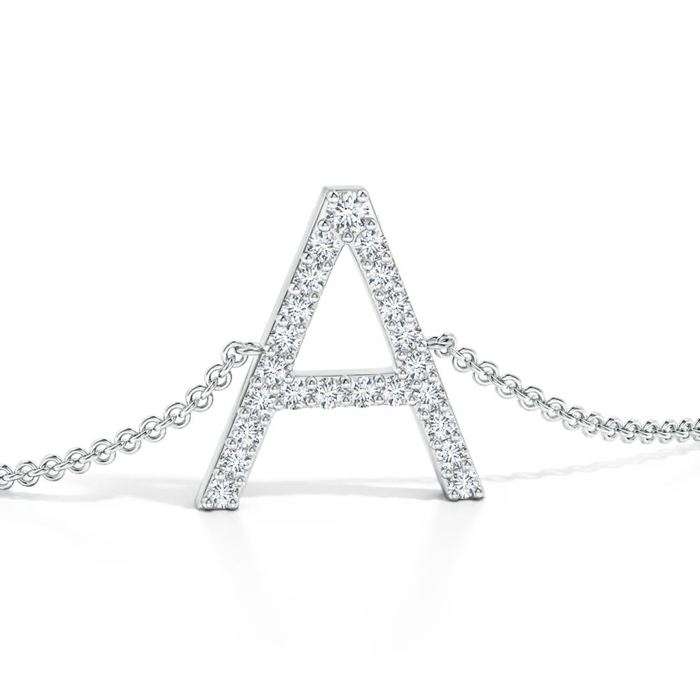 1.6mm GVS2 Prong-Set Diamond Capital "A" Initial Bracelet in White Gold - side 1