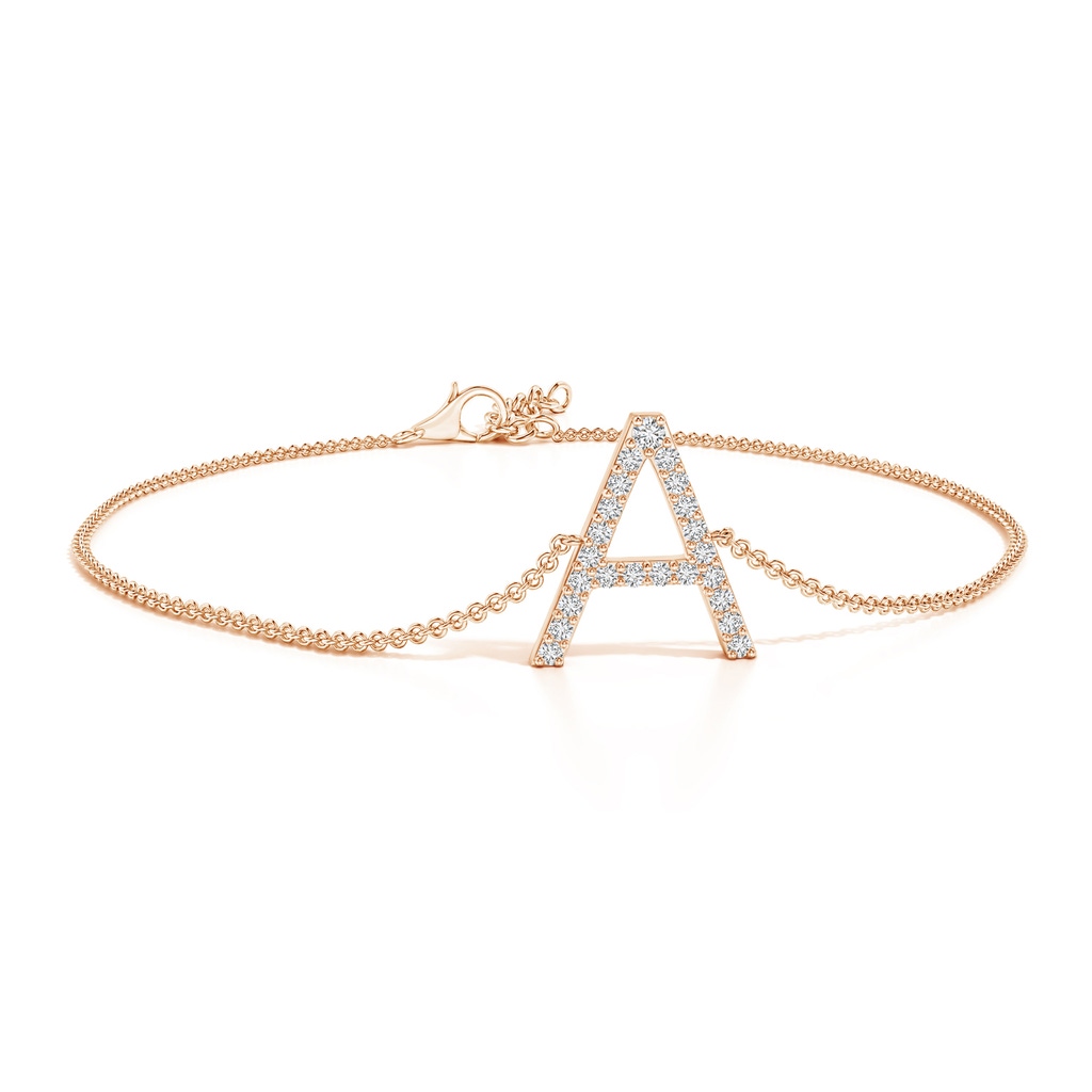 1.6mm HSI2 Prong-Set Diamond Capital "A" Initial Bracelet in Rose Gold