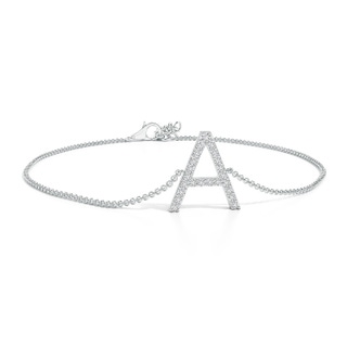 1.6mm HSI2 Prong-Set Diamond Capital "A" Initial Bracelet in White Gold