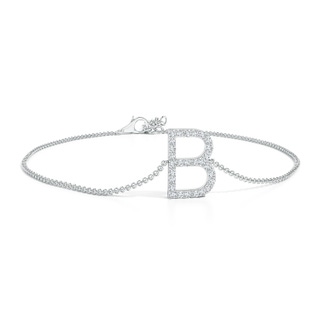 1.2mm GVS2 Prong-Set Diamond Capital "B" Initial Bracelet in White Gold