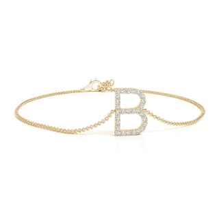 1.2mm GVS2 Prong-Set Diamond Capital "B" Initial Bracelet in Yellow Gold