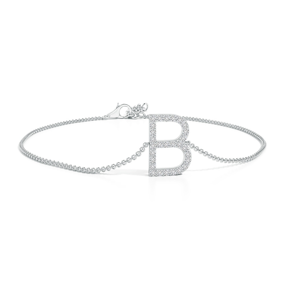 1.2mm HSI2 Prong-Set Diamond Capital "B" Initial Bracelet in White Gold 